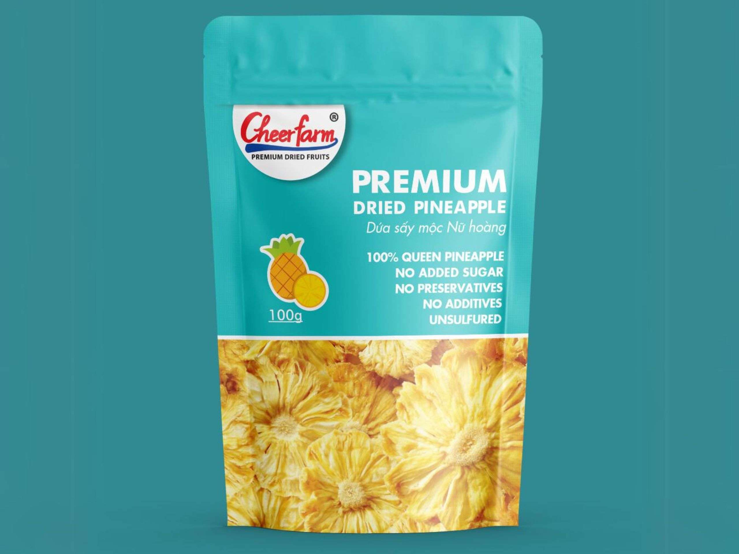 Packaging pineapple in cheerfarm, premium dried fruits